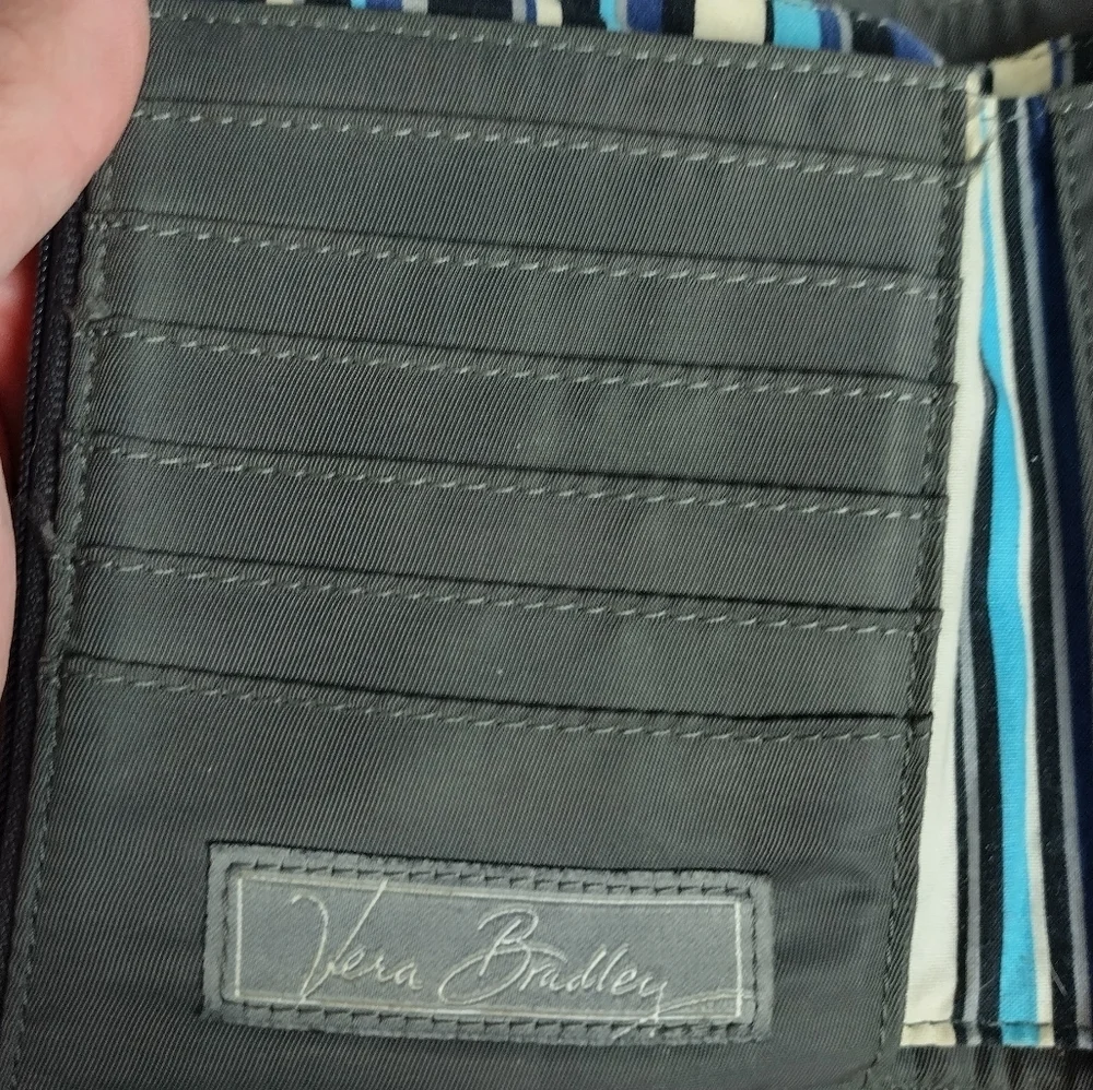 Vera Bradley Gray Quilted Organizer Wallet Magnetic Snap Closure